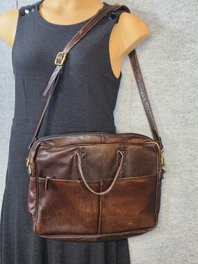 Frye Vintage Brown Leather Laptop Satchel